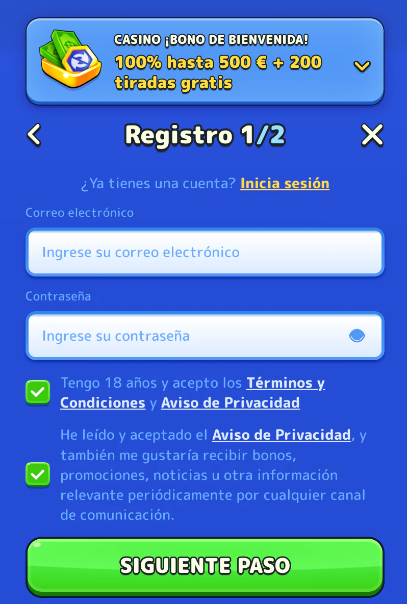 Registrarse y verificar cuenta en Pistolo Casino